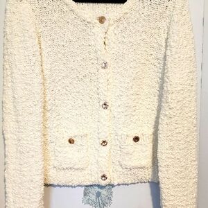Tahari Cream Textured Knit Fabric